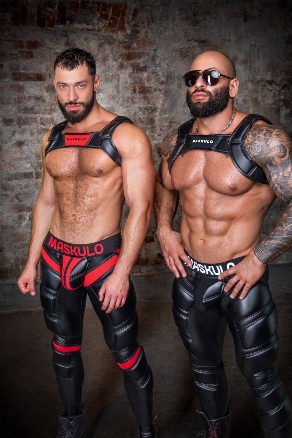 Bulldog Harness with 3D Logo. Black and Red - Maskulo - MHR116 - Y5 - Maskulo Global (EU) Store