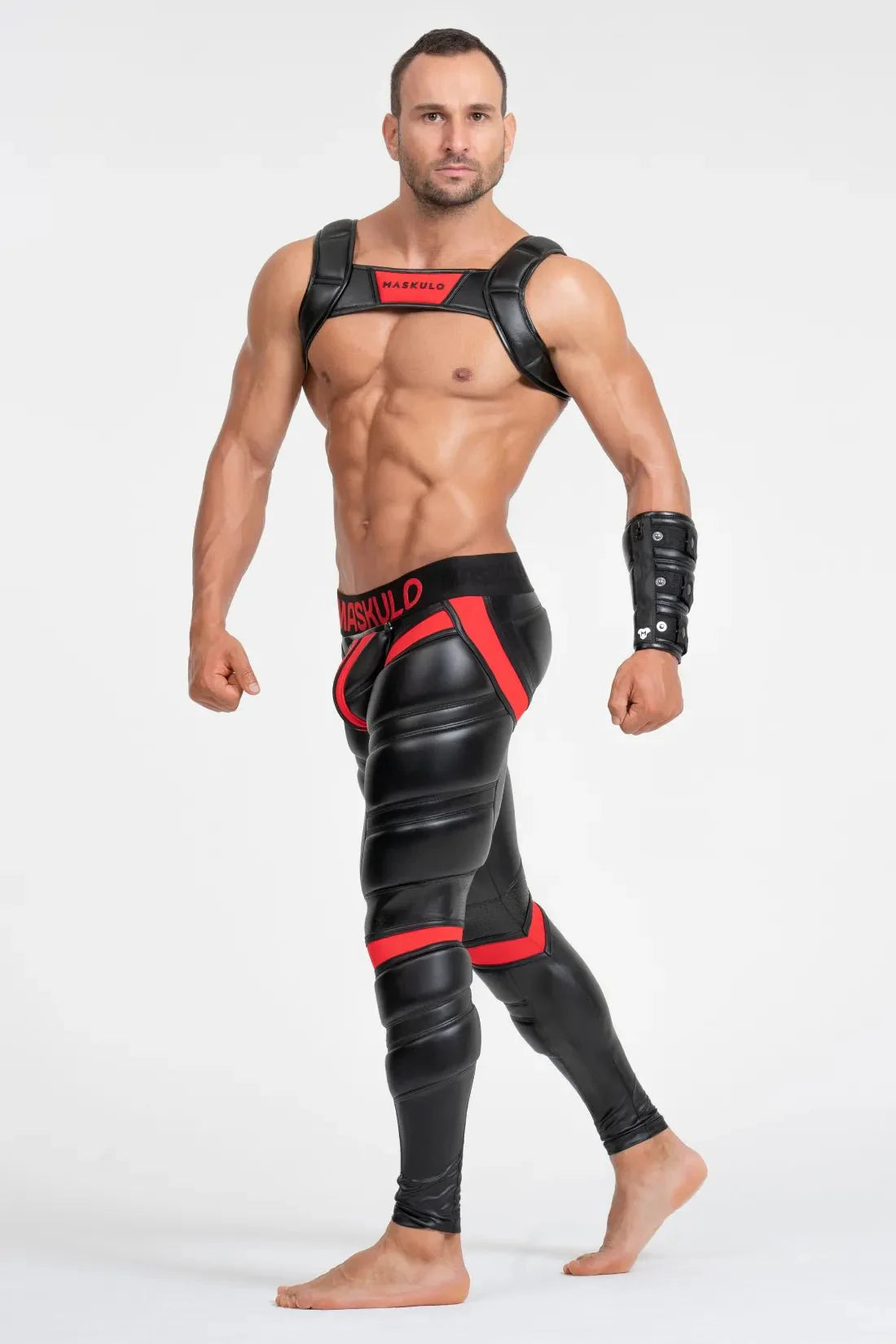 Bulldog Harness with 3D Logo. Black and Red - Maskulo - MHR116 - Y5 - Maskulo Global (EU) Store