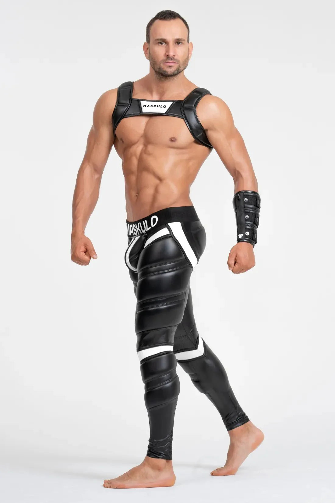 Bulldog Harness with 3D Logo. Black and White - Maskulo - MHR117 - Y5 - Maskulo Global (EU) Store