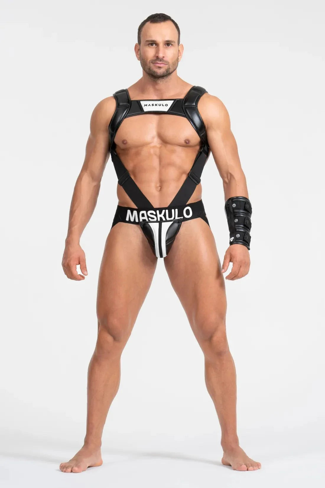 Body Harness with Push - up Effect. XXL size. Black and White - Maskulo - MHR120 - Y5 - Maskulo Global (EU) Store