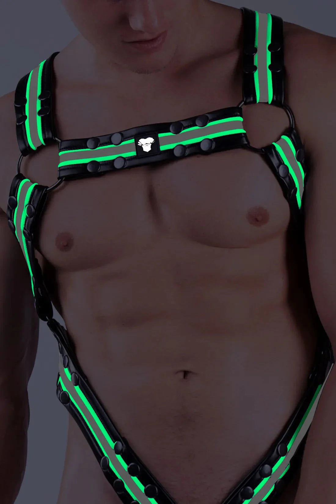 Youngero. Men's Body Harness with O - Ring. Black and Green Neon - Maskulo - MHR126 - Y4 - Maskulo Global (EU) Store