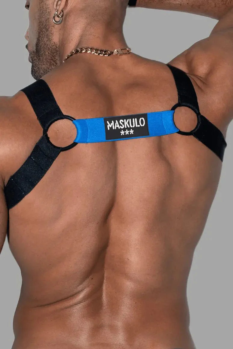 Goran Tropix. Elastic Bulldog Harness. Blue - Maskulo - MHR209 - Y1 - Maskulo Global (EU) Store