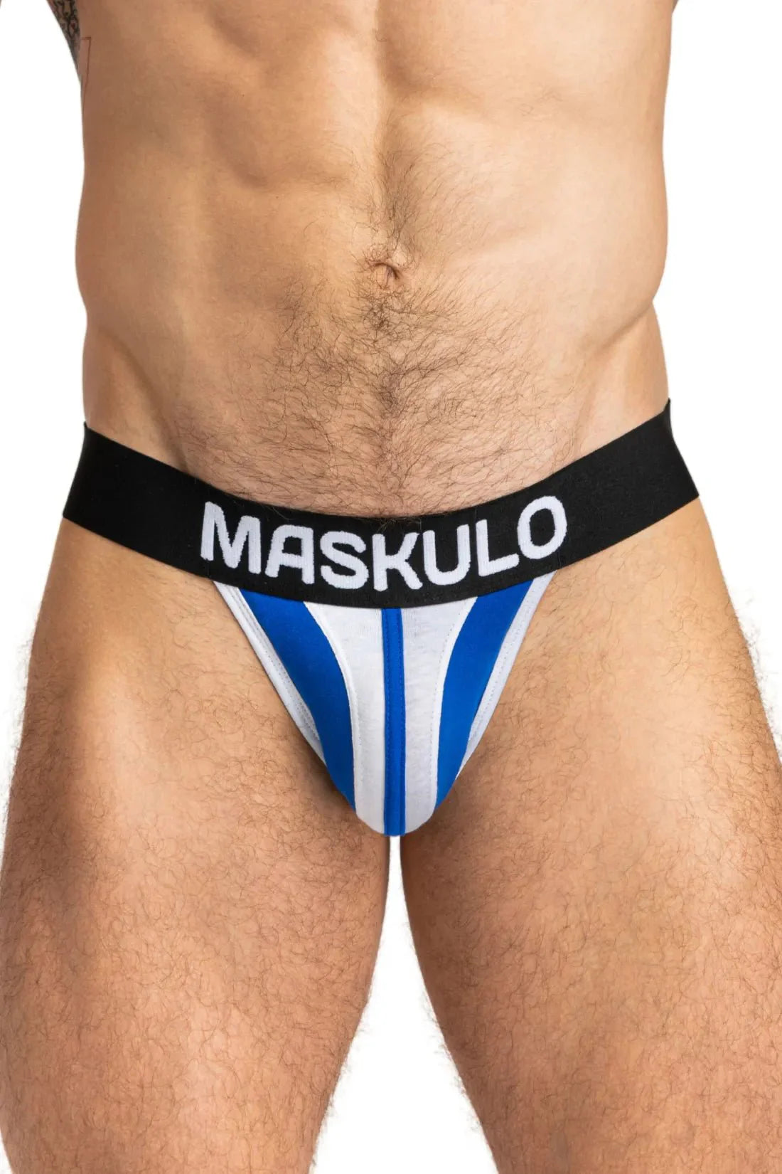 TIGER Jock with POUCH - SNAP. White and Blue - Maskulo - MJS149 - Y2 - Maskulo Global (EU) Store