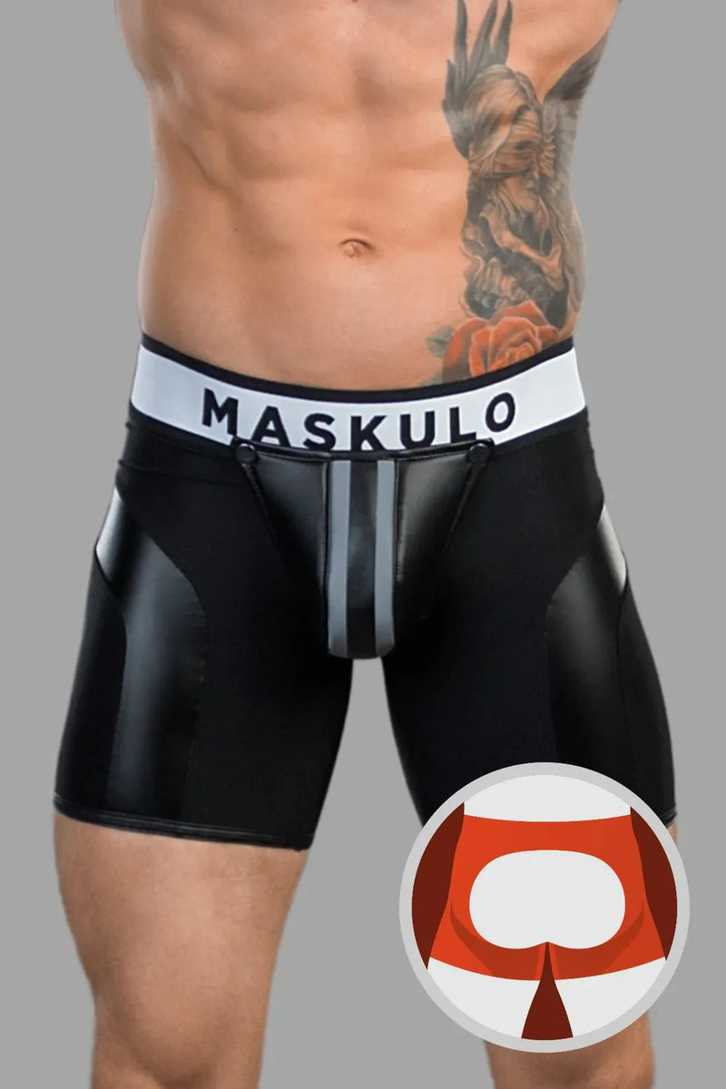 Youngero. Men's Cycling Shorts. Codpiece. Open Rear. Black - Maskulo - MSH116 - Y4 - Maskulo Global (EU) Store