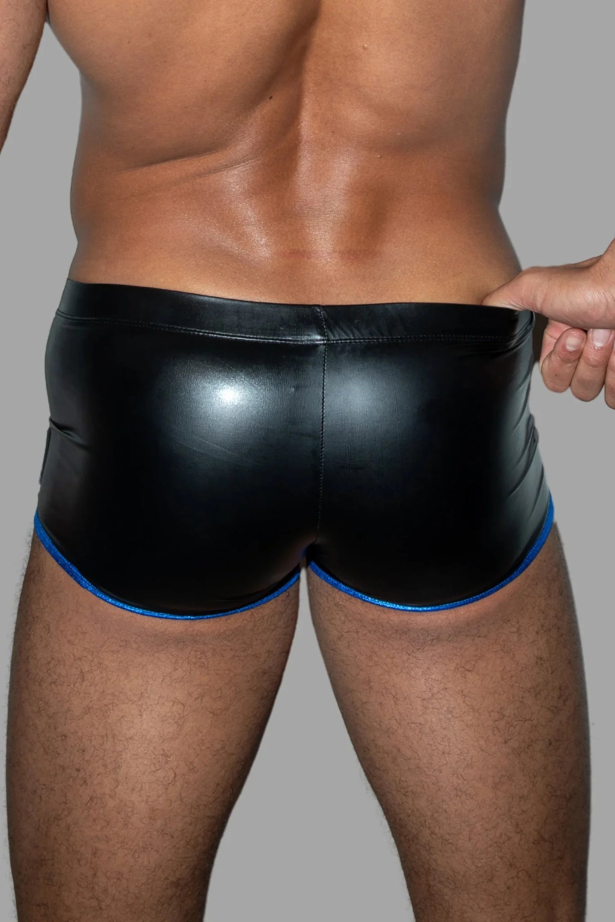 Sting LiquidOil PU Leather Shorts. Black + Blue - Maskulo - MSH234 - Y2 - Maskulo Global (EU) Store