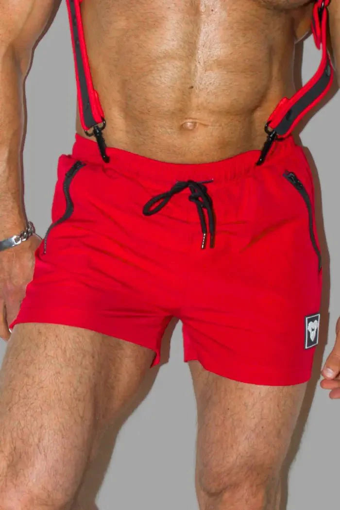 Maskulo Jedd Synther' smooth gym shorts. 2 zip pockets. Red - Maskulo - MSH249 - Y1 - Maskulo Global (EU) Store