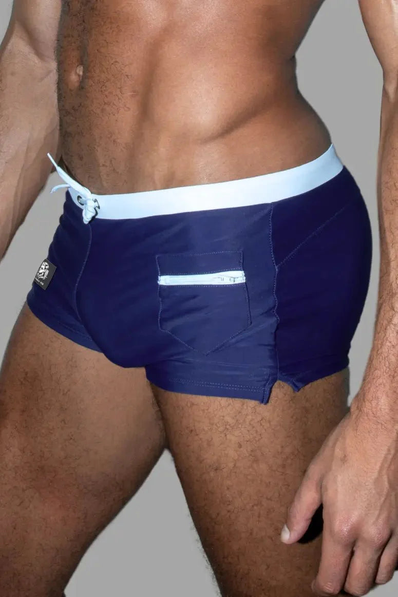 Evan Chase. Club Shorts with Pocket. Blue + White - Maskulo - MSH258 - Y2 - Maskulo Global (EU) Store