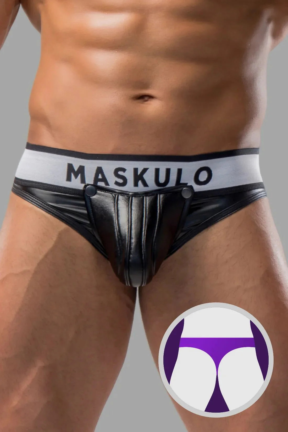 Armored. Men's Thongs. Detachable Codpiece. Black - Maskulo - MTN101 - Y5 - Maskulo Global (EU) Store