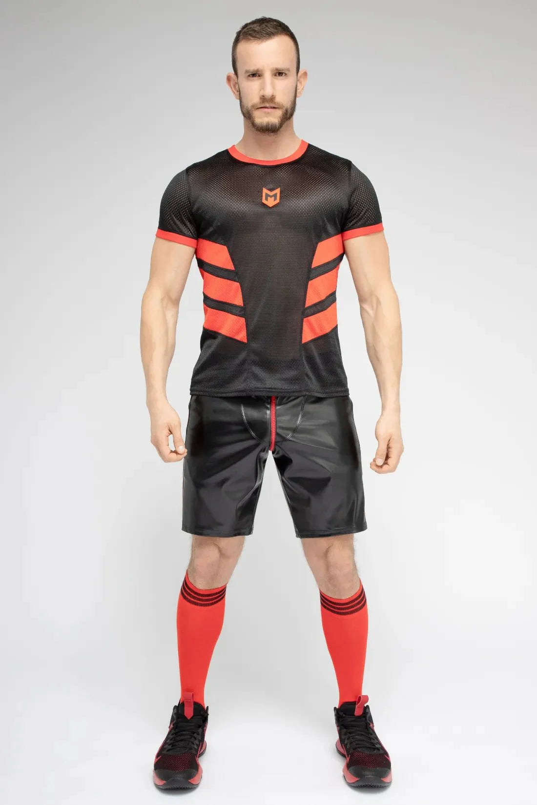 Skulla. Mesh T-Shirt. Black and Red - Maskulo - MTS102 - Y5 - Maskulo Global (EU) Store