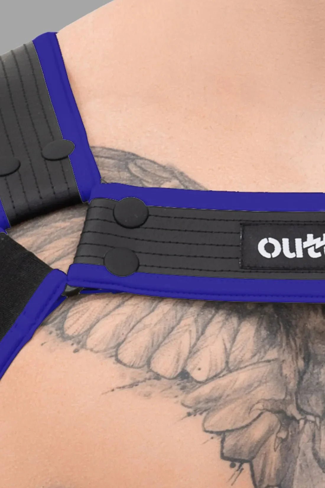 Outtox. Body Harness with Snaps. Black and Blue - XHR116 - Y2 - Maskulo US NY FL