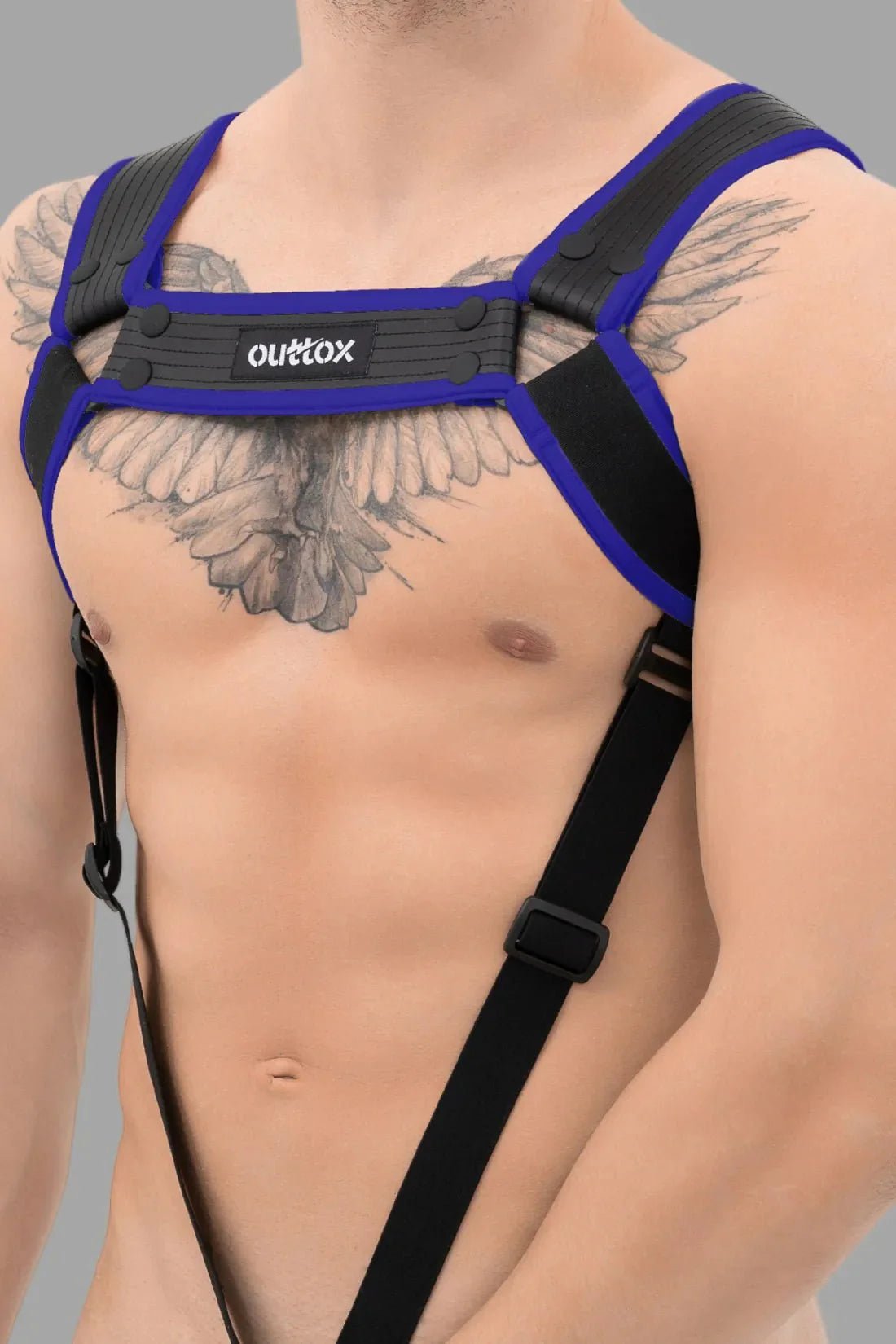 Outtox. Body Harness with Snaps. Black and Blue - XHR116 - Y2 - Maskulo US NY FL