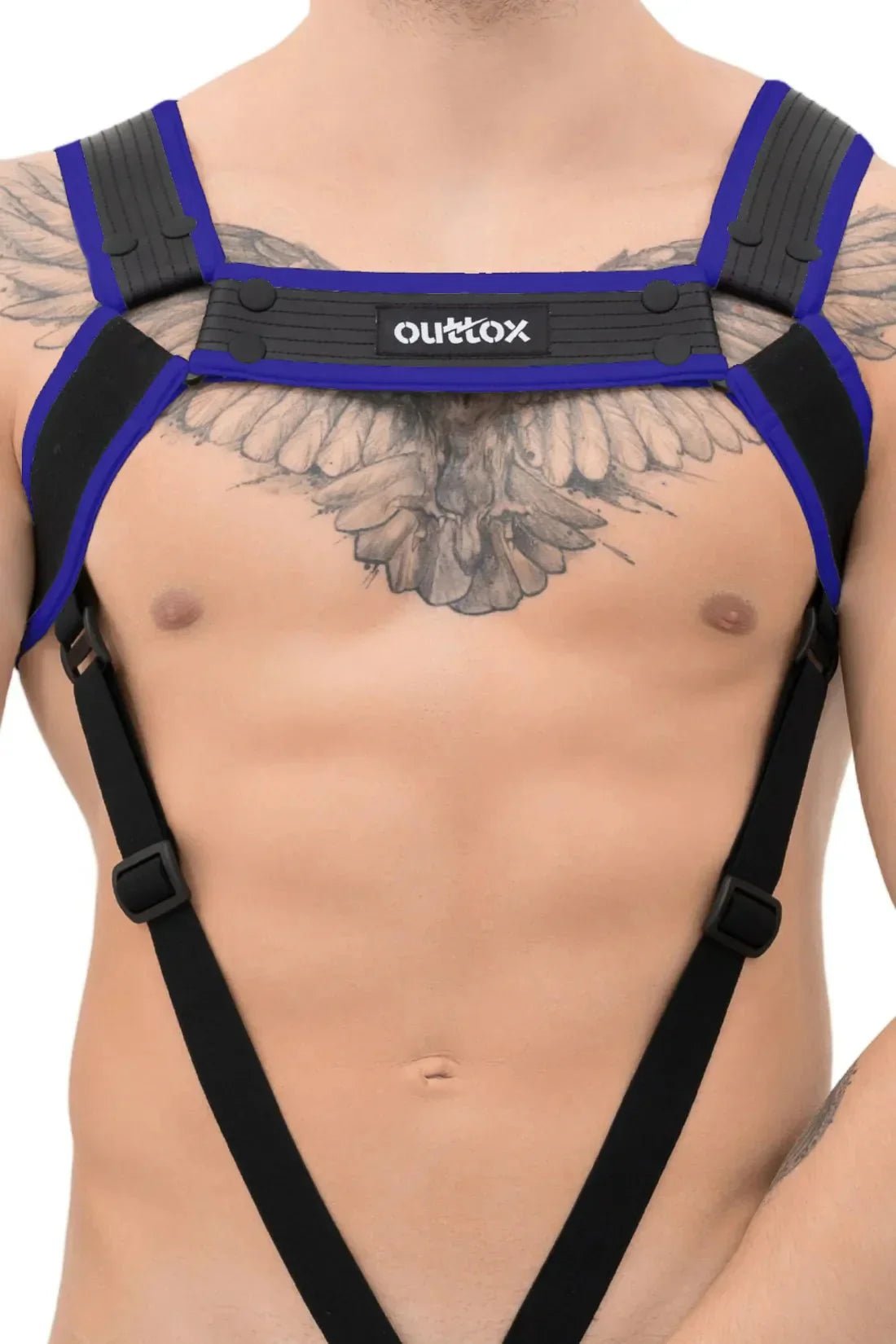 Outtox. Body Harness with Snaps. Black and Blue - XHR116 - Y2 - Maskulo US NY FL