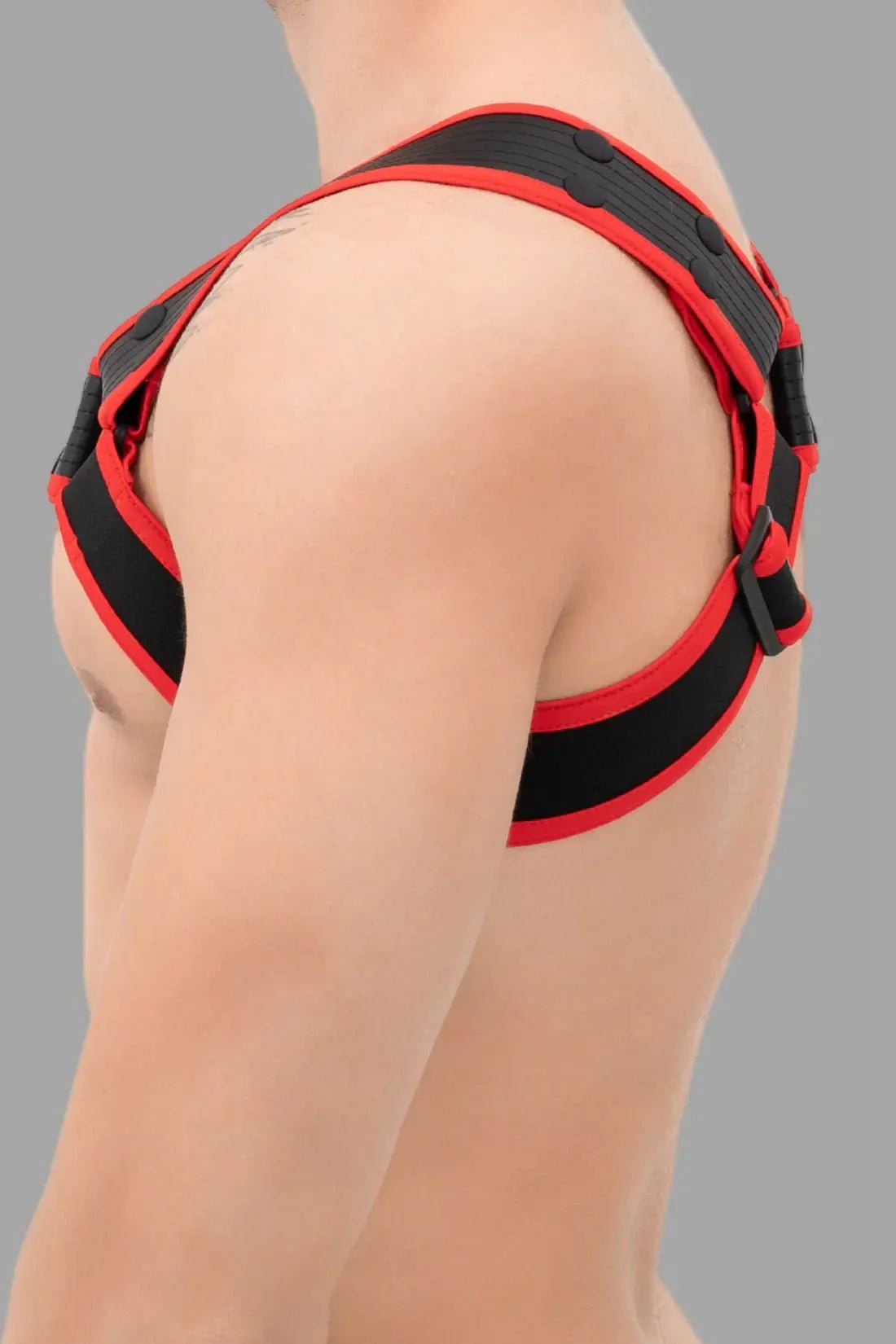 Outtox. Body Harness with Snaps. Black and Red - XHR113 - Y1 - Maskulo US NY FL