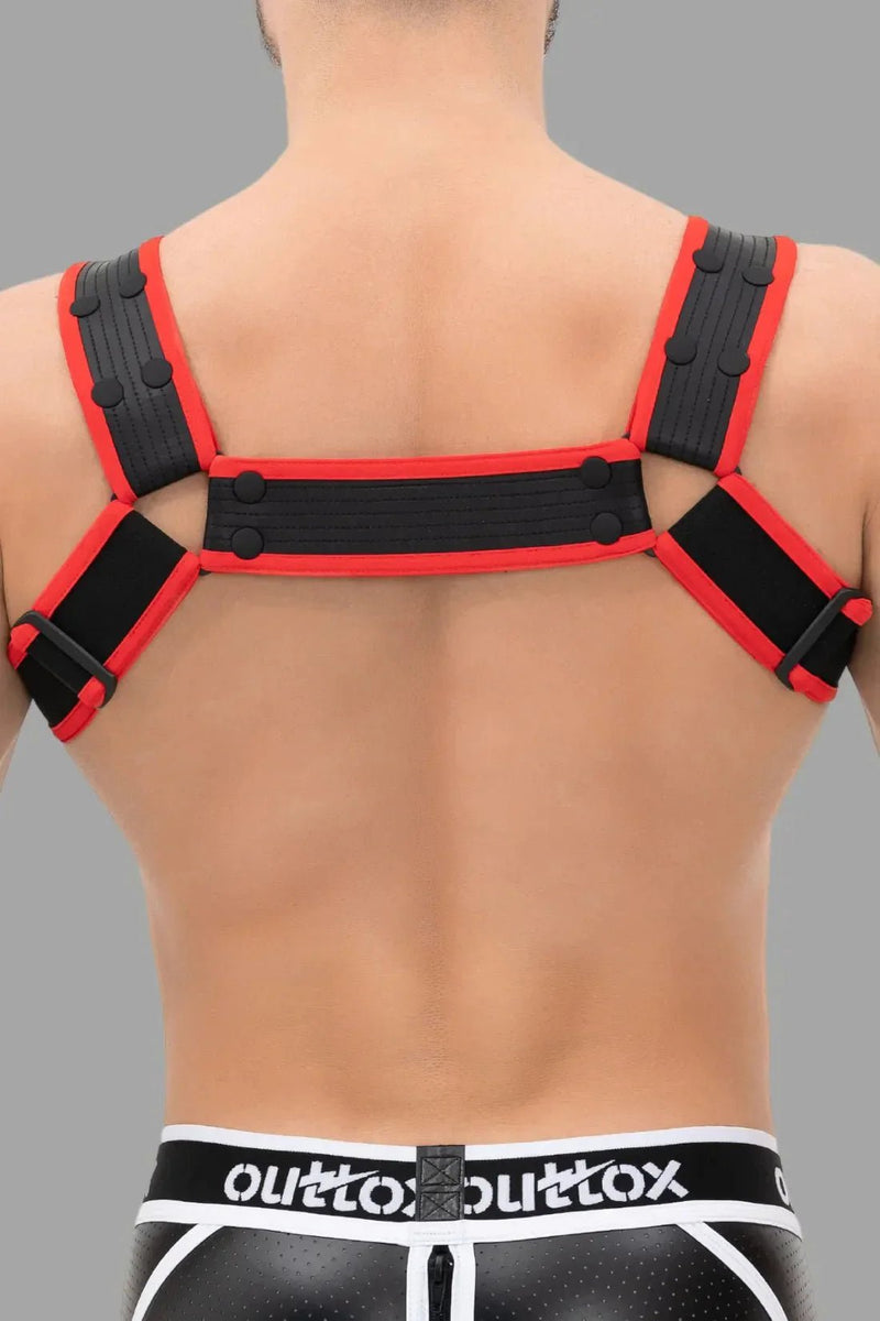 Outtox. Body Harness with Snaps. Black and Red - XHR113 - Y1 - Maskulo US NY FL