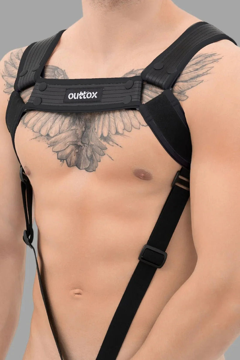 Outtox. Body Harness with Snaps. Black - XHR118 - Y5 - Maskulo US NY FL