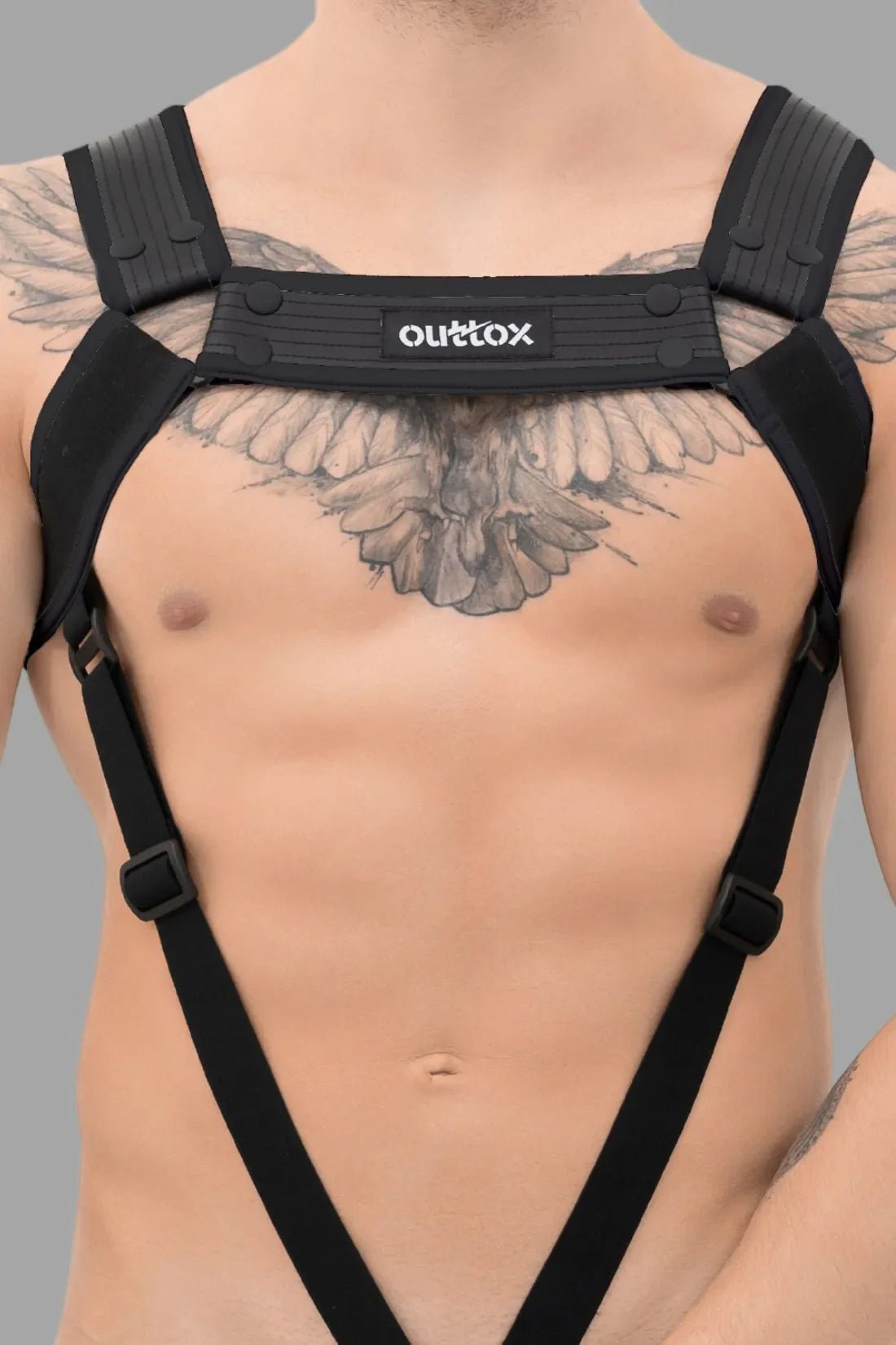 Outtox. Body Harness with Snaps. Black - XHR118 - Y5 - Maskulo US NY FL
