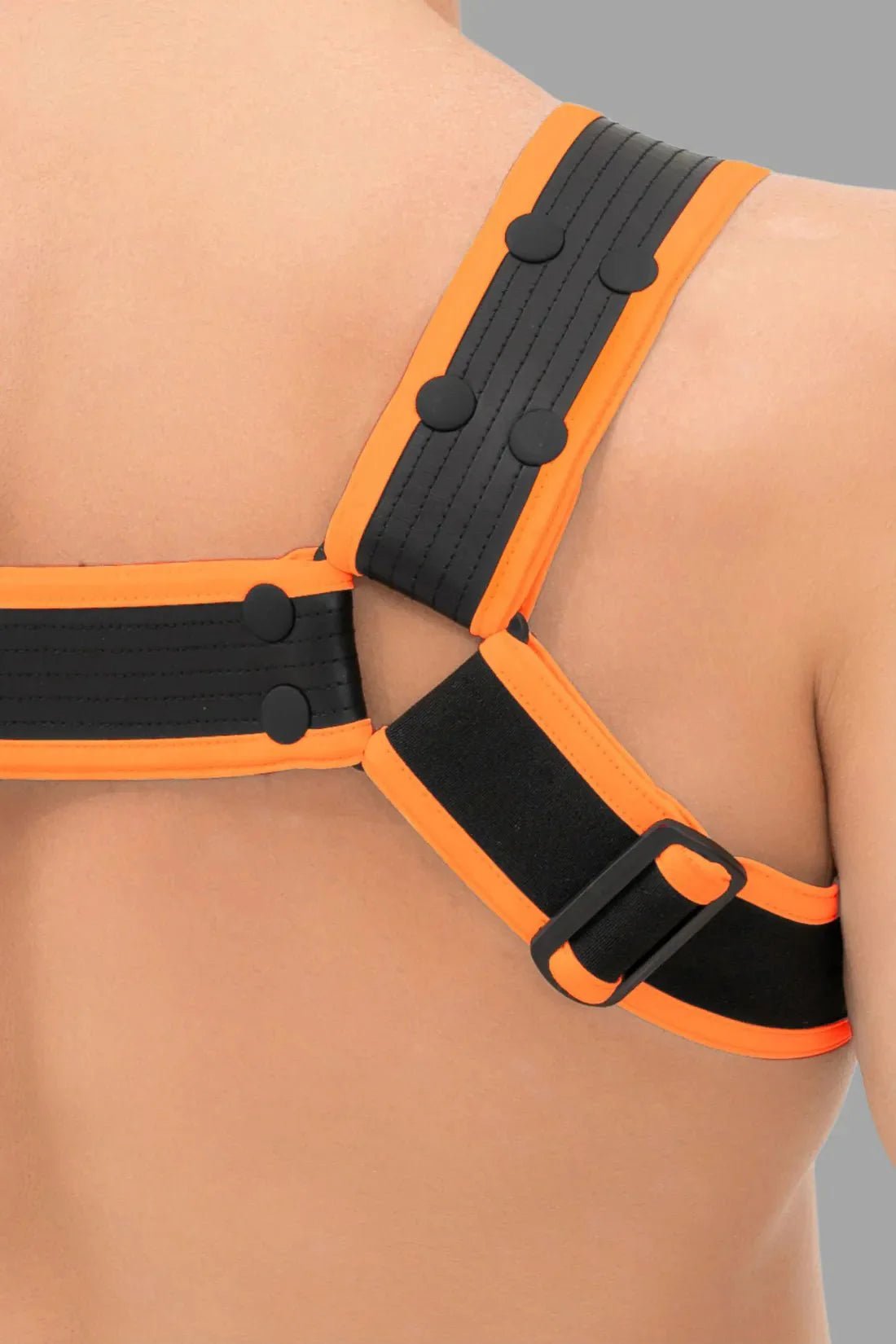 Outtox. Bulldog Harness with Snaps. Black and Orange - XHR108 - Y1 - Maskulo US NY FL