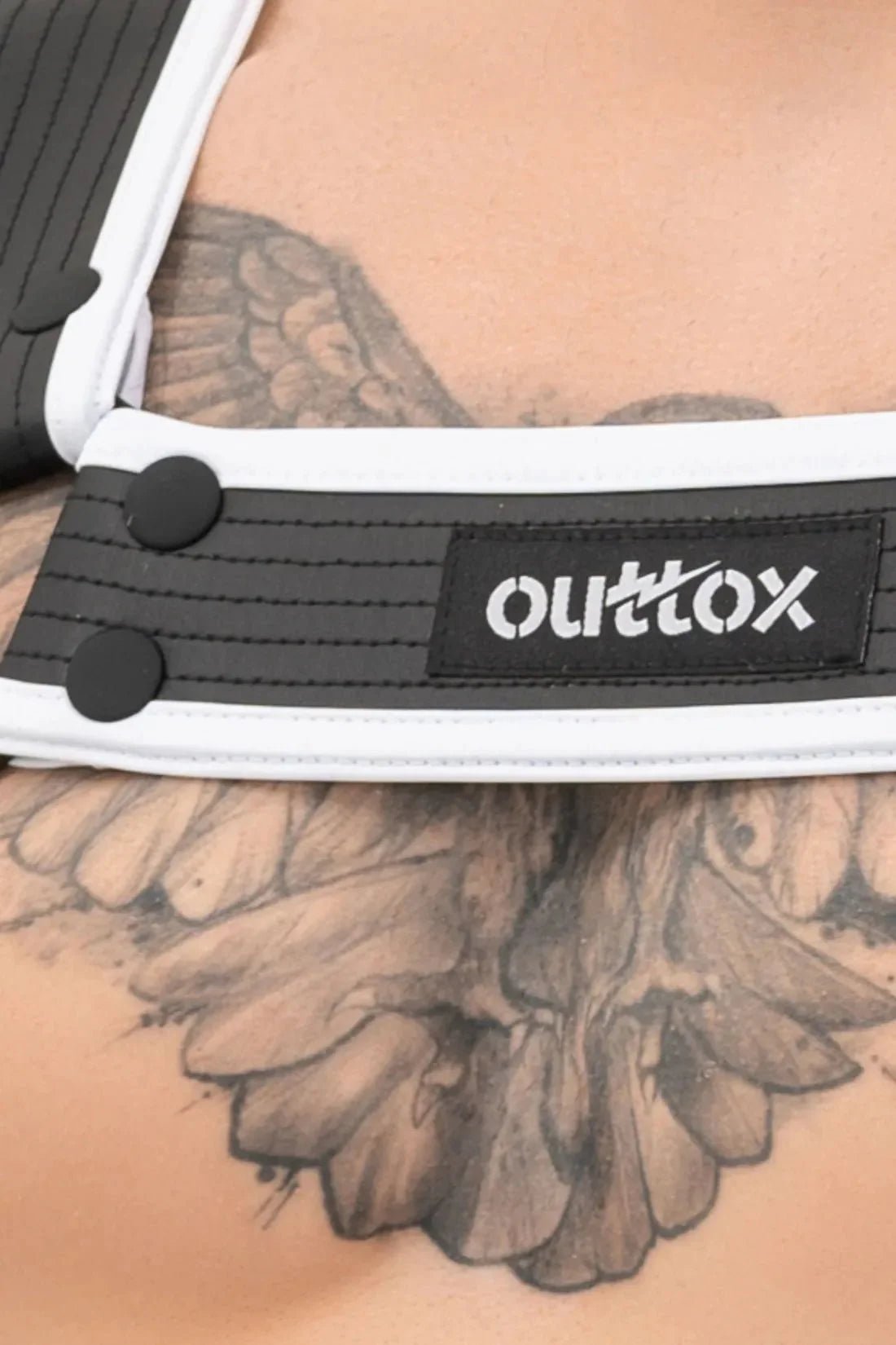 Outtox. Bulldog Harness with Snaps. Black and White - XHR111 - Y5 - Maskulo US NY FL