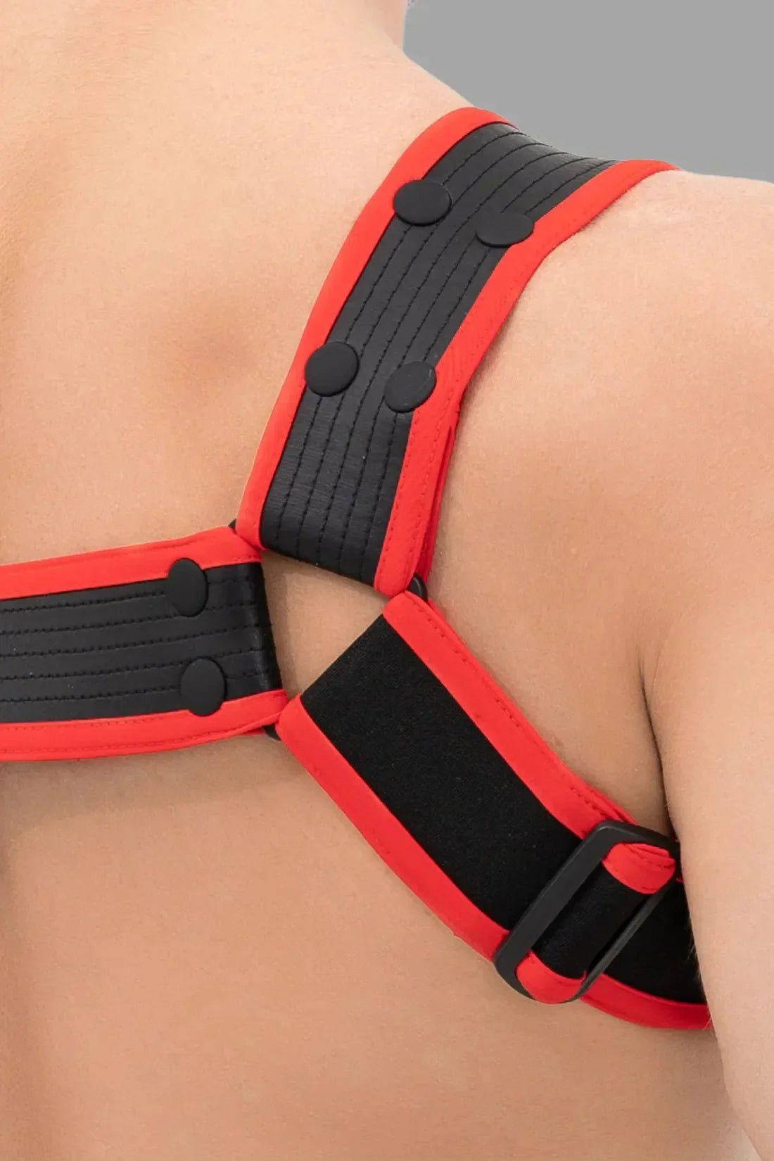 Outtox. Bulldog Harness with Snaps. Black & Red - XHR107 - Y4 - Maskulo US NY FL