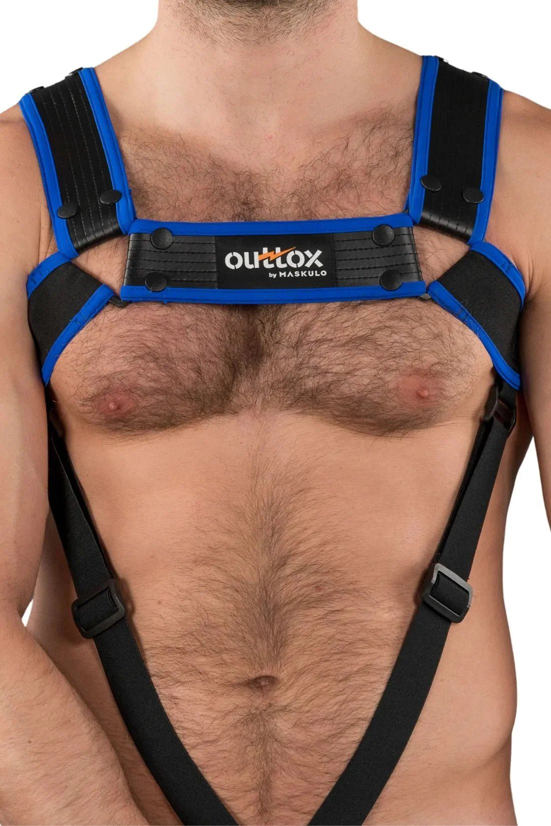 Outtox by Maskulo. Body Harness with Snaps. Black and Blue - XHR123 - Y1 - Maskulo US NY FL