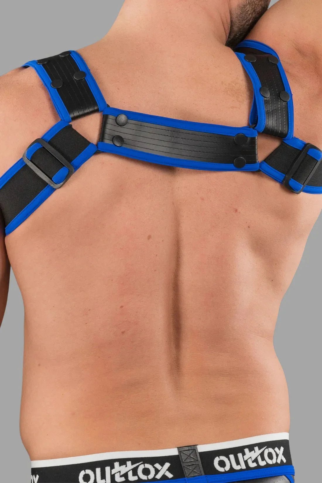 Outtox by Maskulo. Body Harness with Snaps. Black and Blue - XHR123 - Y1 - Maskulo US NY FL