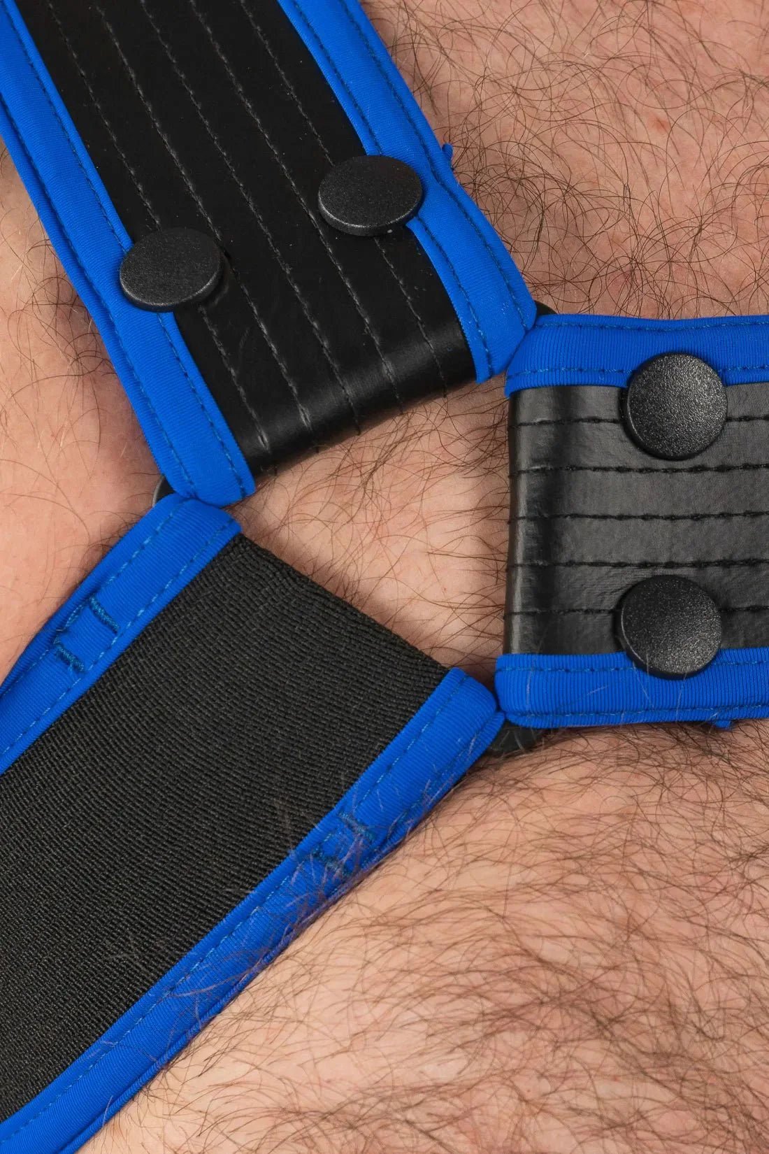 Outtox by Maskulo. Body Harness with Snaps. Black and Blue - XHR123 - Y1 - Maskulo US NY FL