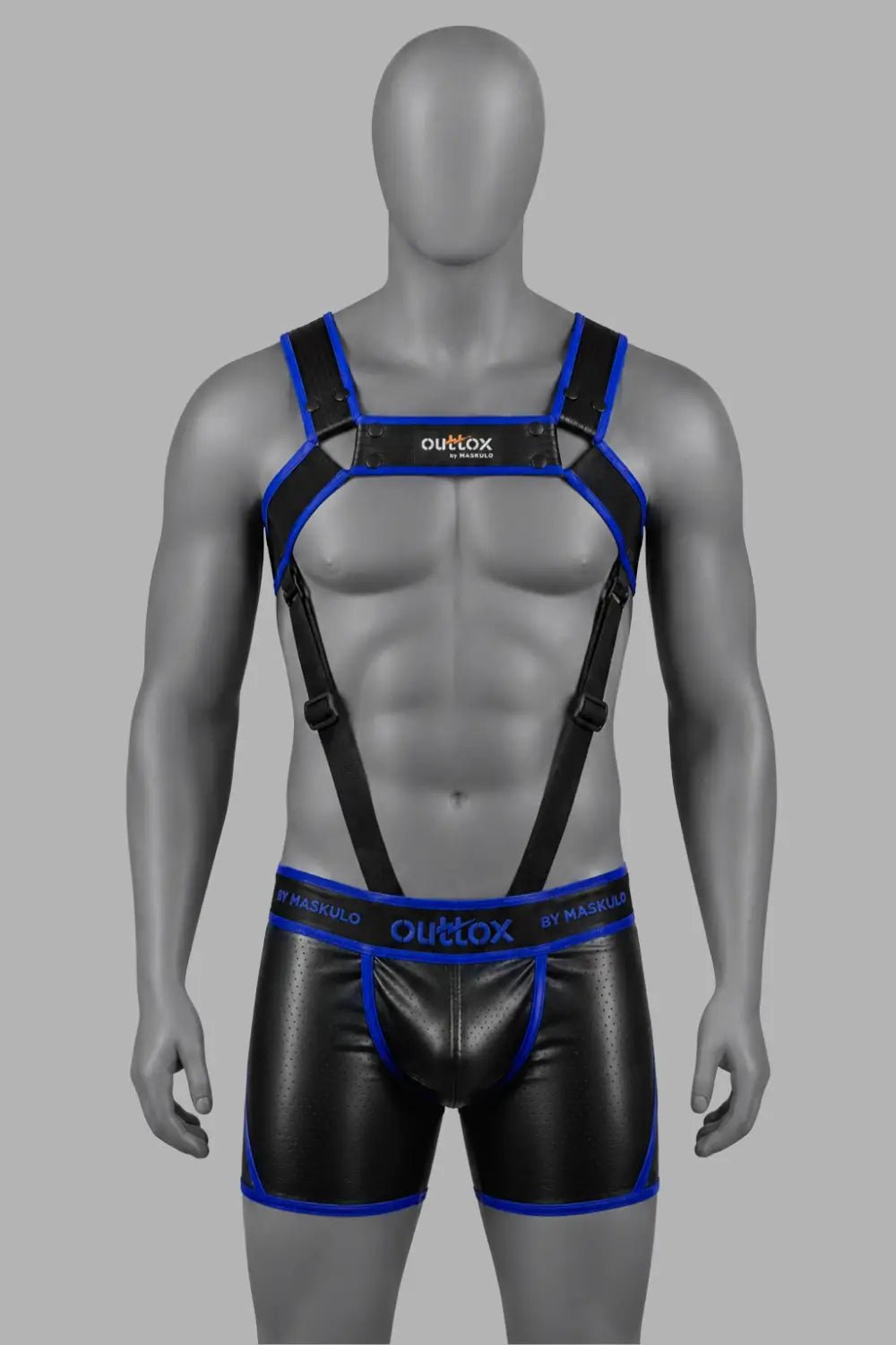 Outtox by Maskulo. Body Harness with Snaps. Black and Blue - XHR123-Y1 - Maskulo US NY FL