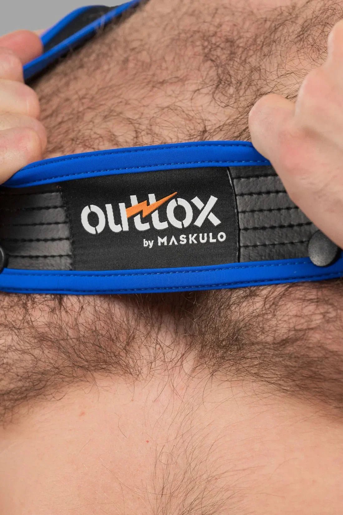 Outtox by Maskulo. Body Harness with Snaps. Black and Blue - XHR123 - Y1 - Maskulo US NY FL