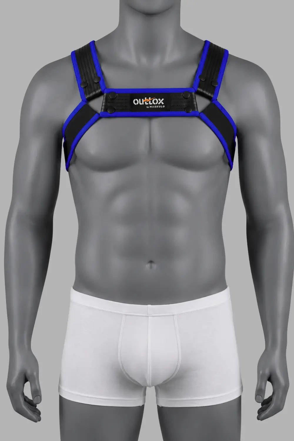 Outtox by Maskulo. Bulldog Harness with Snaps. Black and Blue - XHR122-Y1 - Maskulo US NY FL