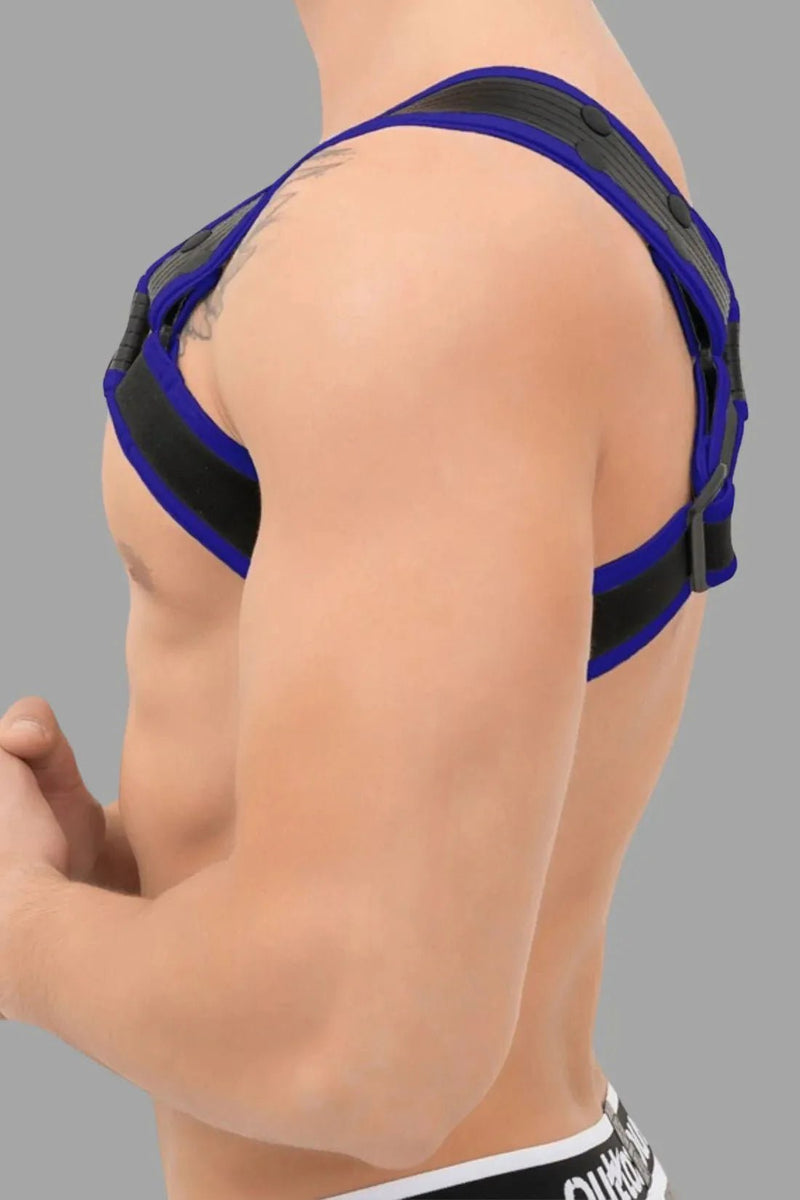 Outtox by Maskulo. Bulldog Harness with Snaps. Black and Blue - XHR122 - Y1 - Maskulo US NY FL
