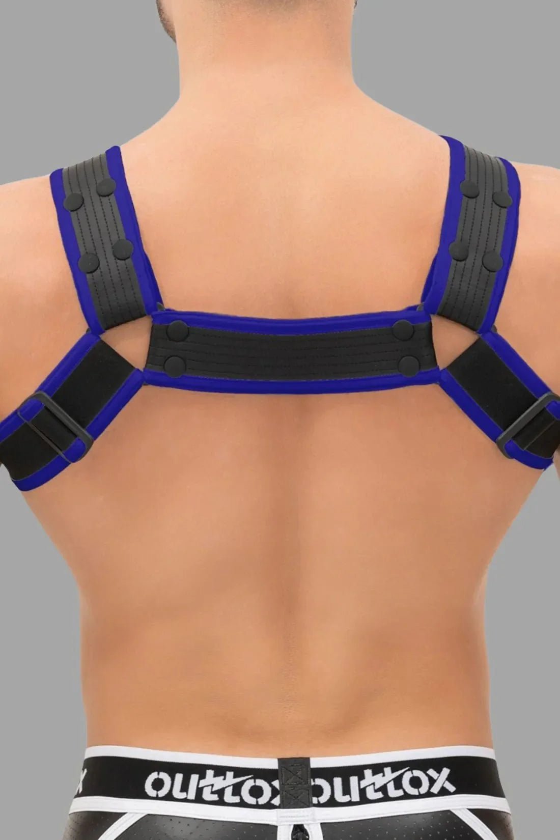 Outtox by Maskulo. Bulldog Harness with Snaps. Black and Blue - XHR122 - Y1 - Maskulo US NY FL