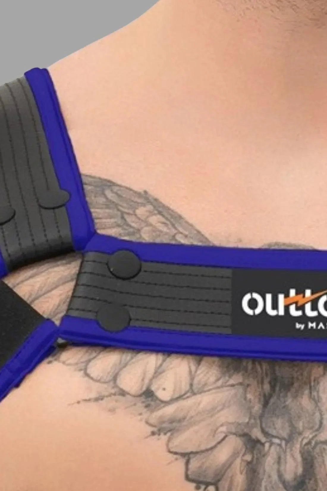 Outtox by Maskulo. Bulldog Harness with Snaps. Black and Blue - XHR122 - Y1 - Maskulo US NY FL