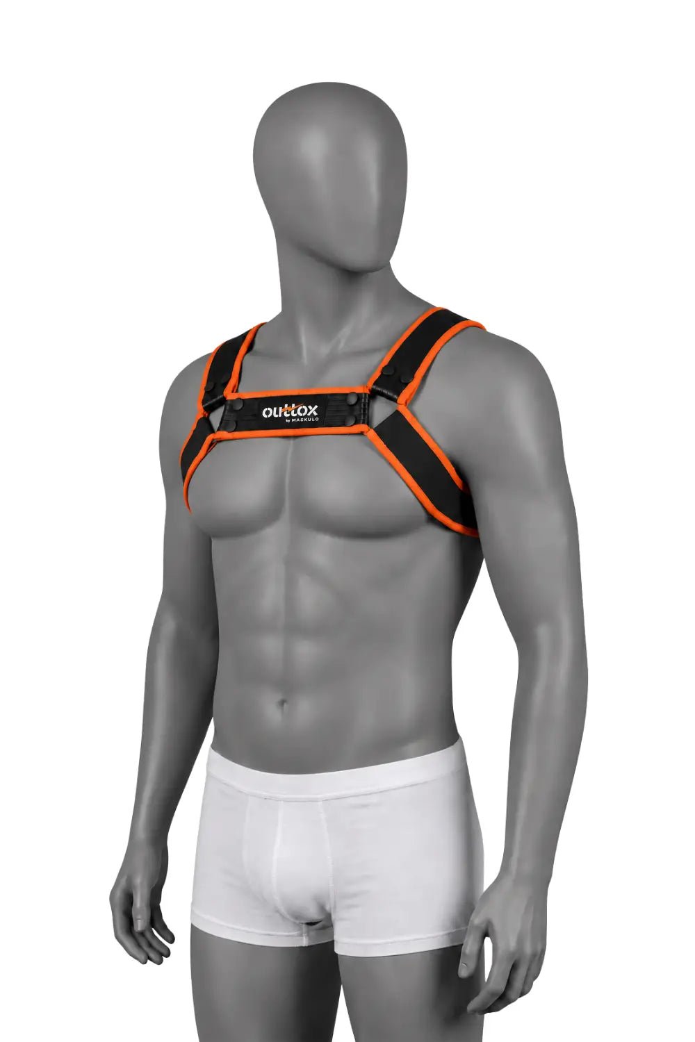 Outtox by Maskulo. Bulldog Harness with Snaps. Black and Orange - XHR121-Y1 - Maskulo US NY FL