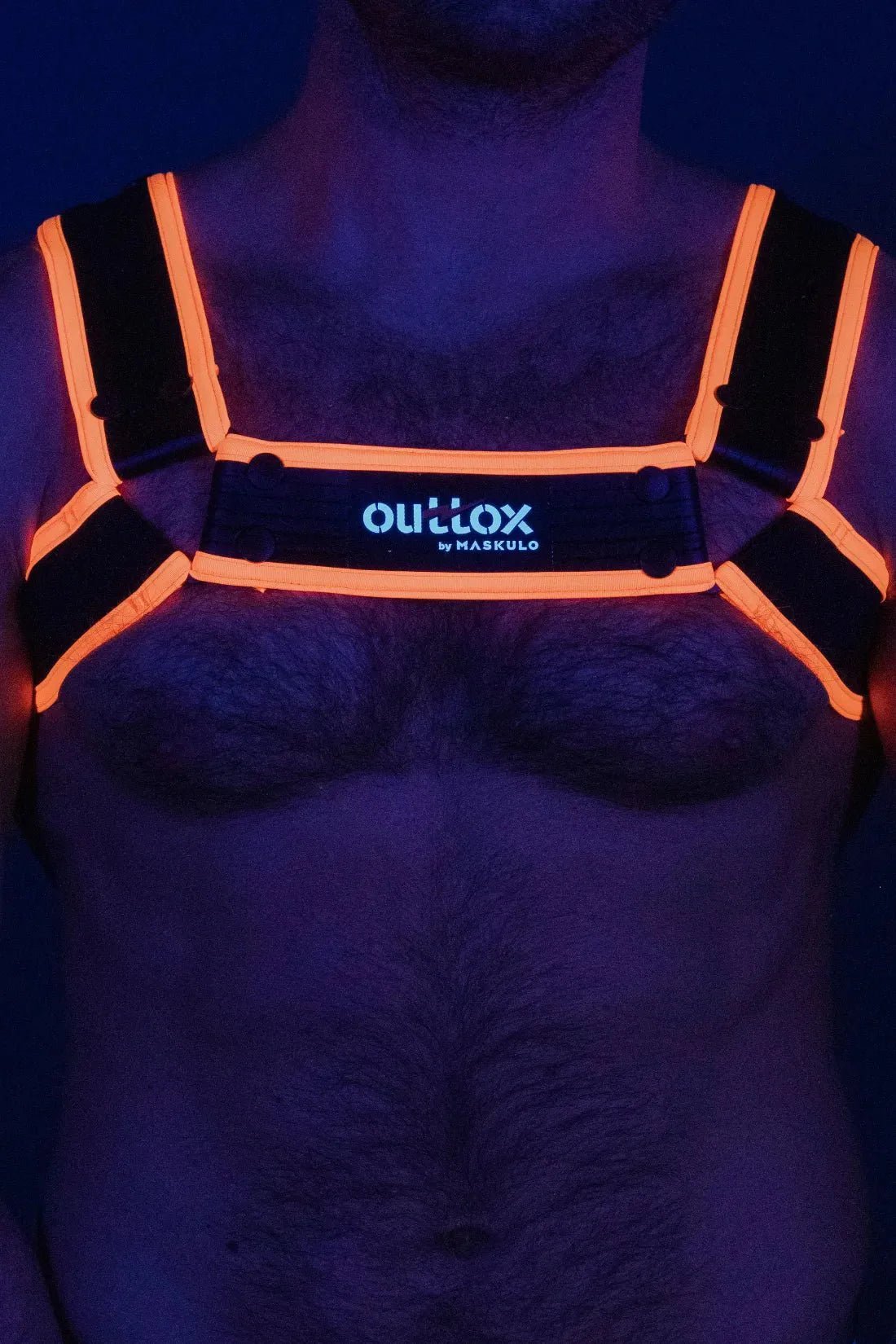 Outtox by Maskulo. Bulldog Harness with Snaps. Black and Orange - XHR121 - Y1 - Maskulo US NY FL