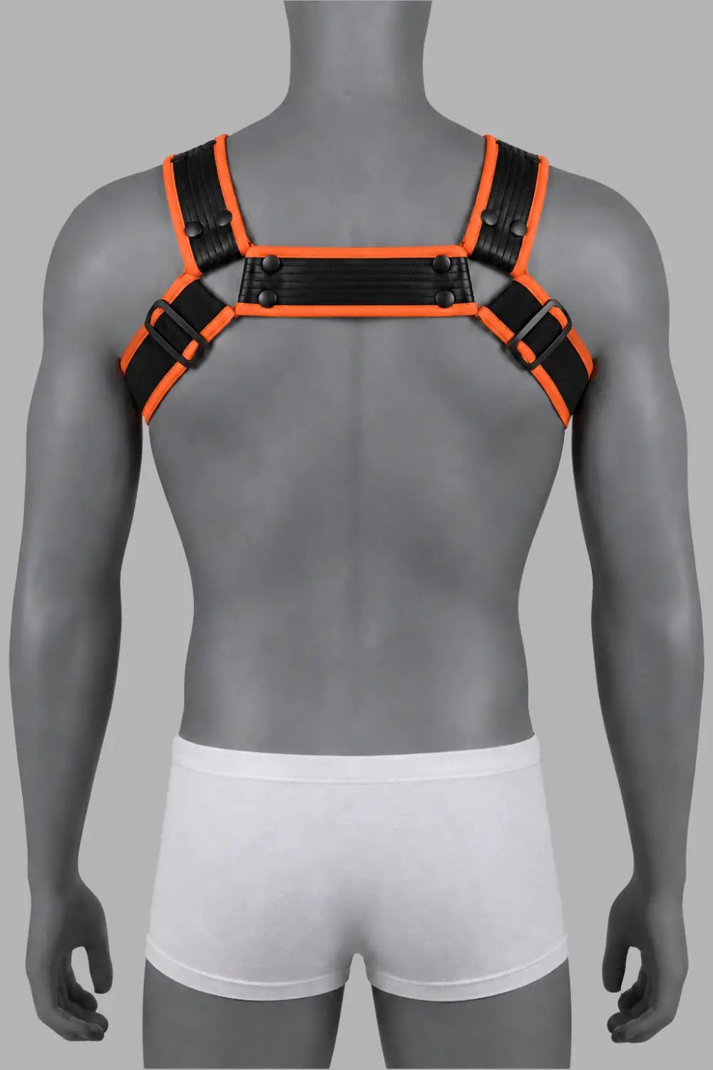 Outtox by Maskulo. Bulldog Harness with Snaps. Black and Orange - XHR121-Y1 - Maskulo US NY FL
