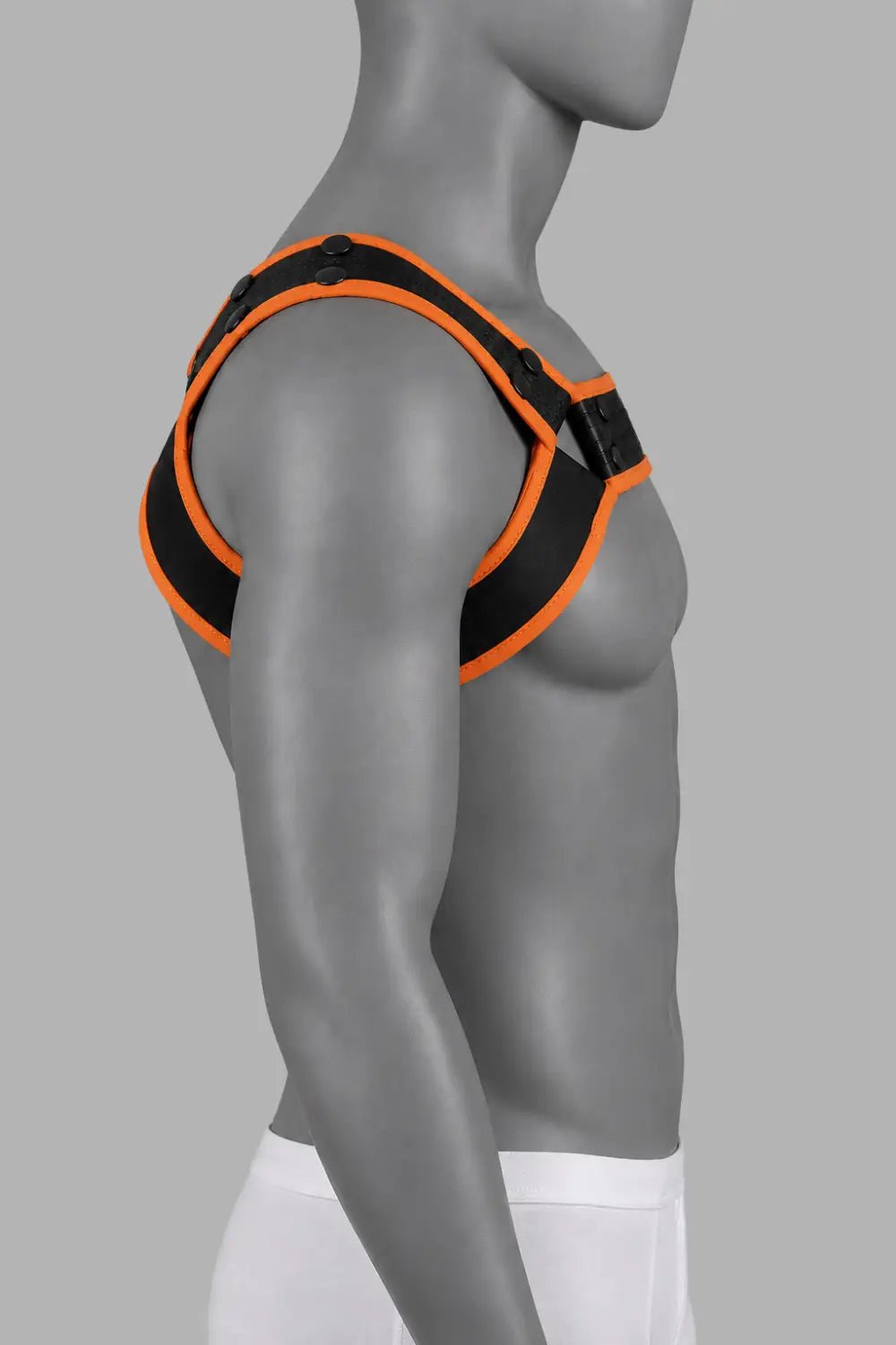 Outtox by Maskulo. Bulldog Harness with Snaps. Black and Orange - XHR121-Y1 - Maskulo US NY FL