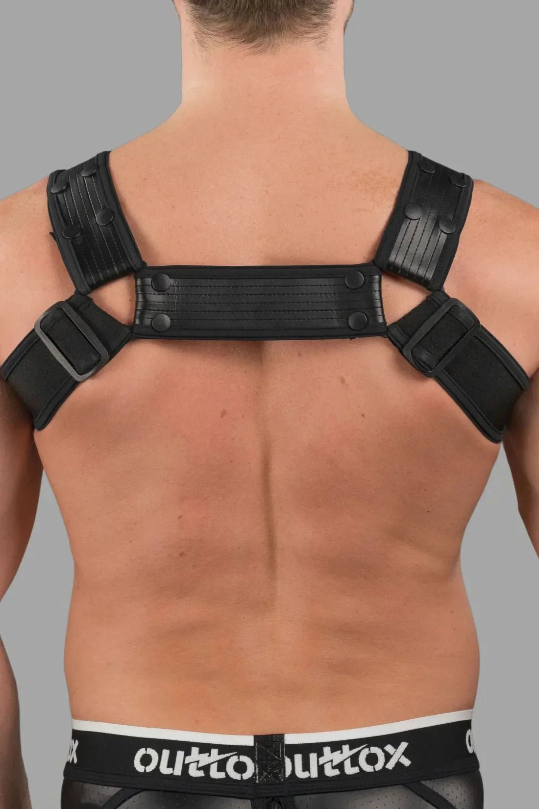 Outtox by Maskulo. Bulldog Harness with Snaps. Black - XHR119 - Y1 - Maskulo US NY FL