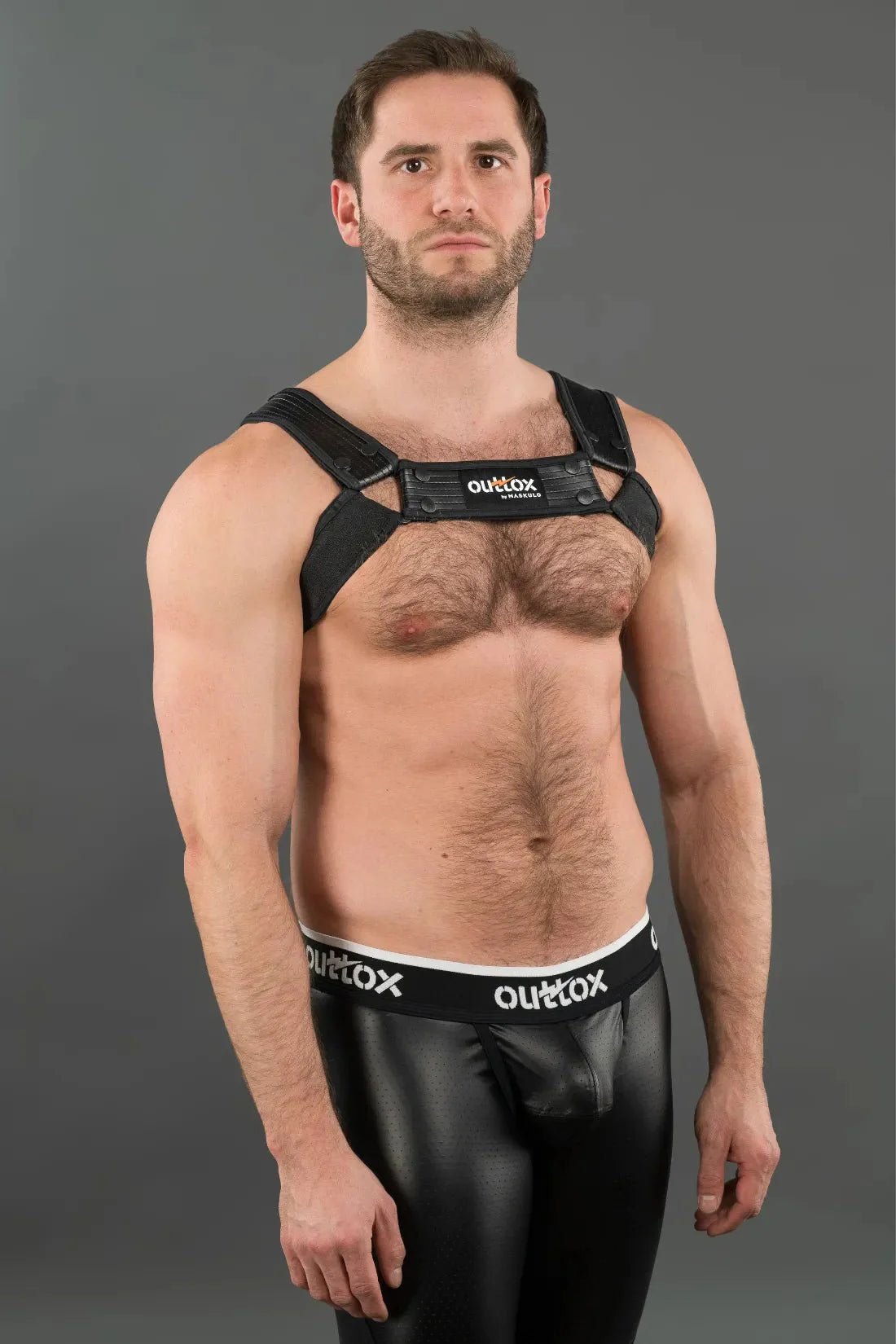 Outtox by Maskulo. Bulldog Harness with Snaps. Black - XHR119 - Y1 - Maskulo US NY FL