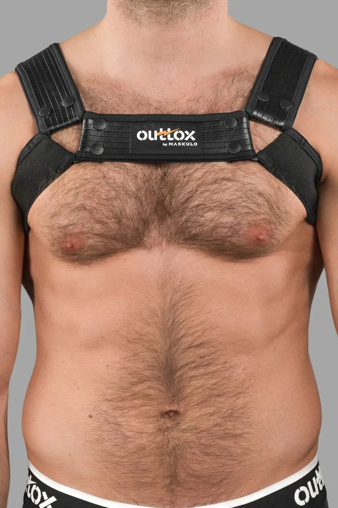 Outtox by Maskulo. Bulldog Harness with Snaps. Black - XHR119 - Y1 - Maskulo US NY FL