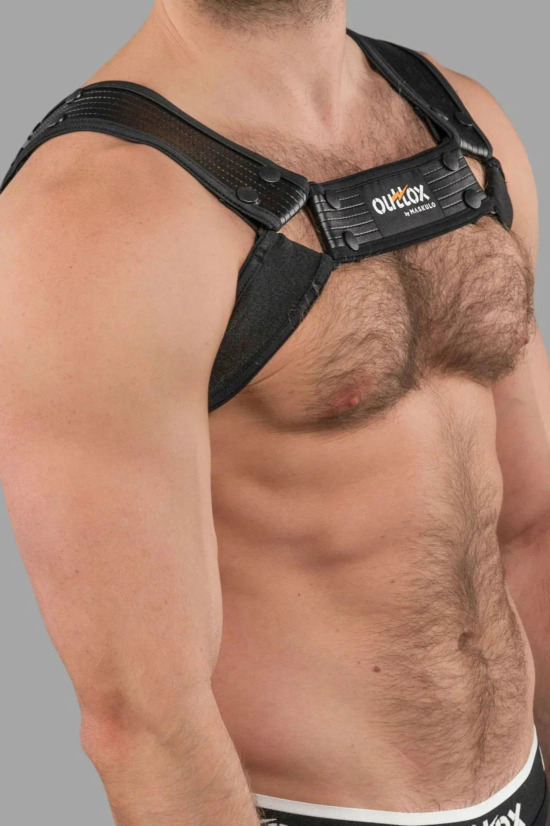 Outtox by Maskulo. Bulldog Harness with Snaps. Black - XHR119 - Y1 - Maskulo US NY FL
