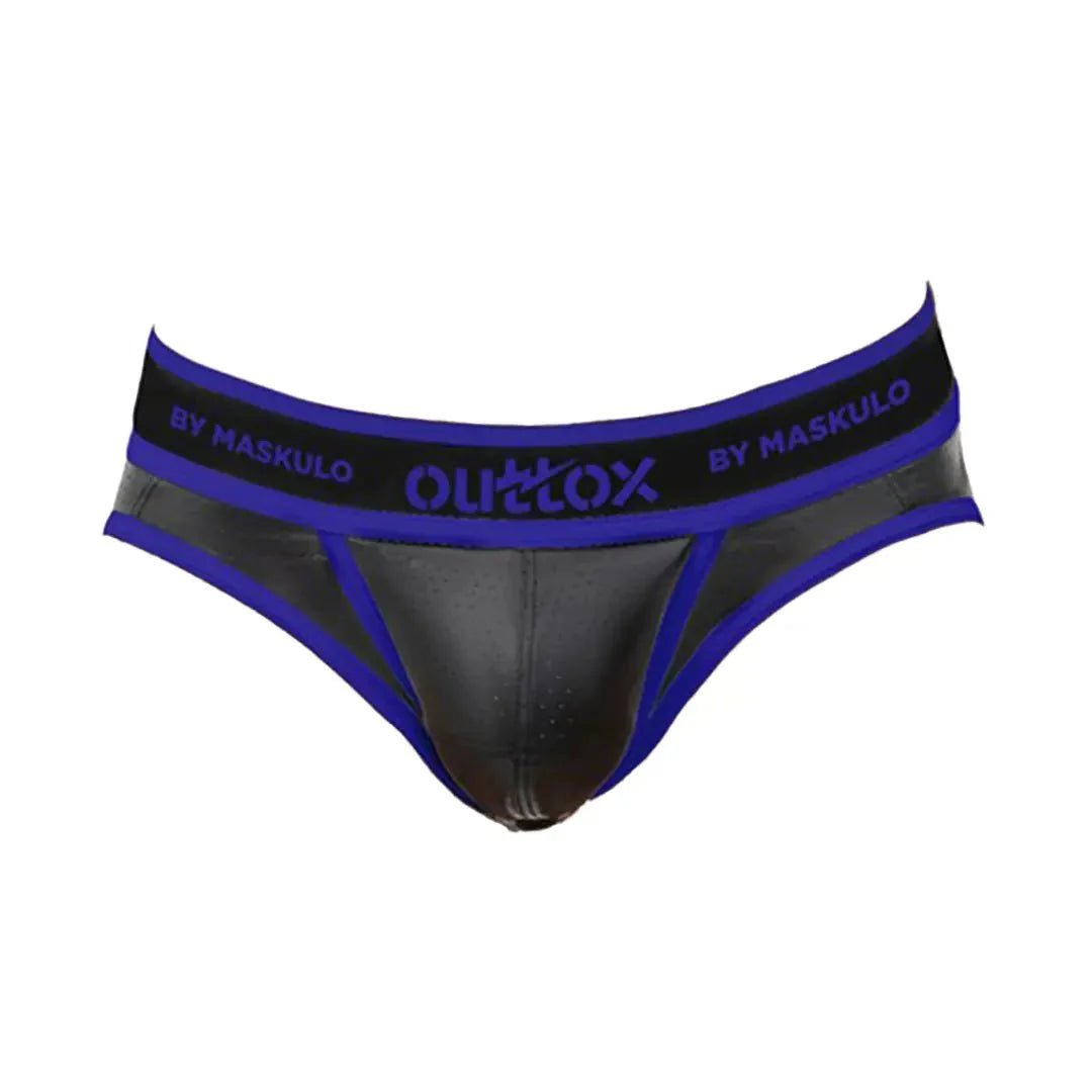 Outtox by Maskulo. Open Rear Briefs with Snap Codpiece. Blue - XBR114 - Y1 - Maskulo US NY FL