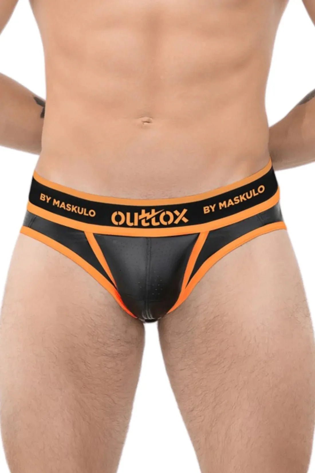 Outtox by Maskulo. Open Rear Briefs with Snap Codpiece. Orange - XBR113 - Y1 - Maskulo US NY FL