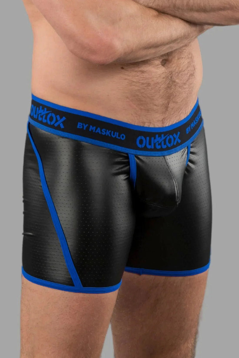 Outtox by Maskulo. Open Rear Shorts. Codpiece. Black and Blue - XSH119 - Y1 - Maskulo US NY FL