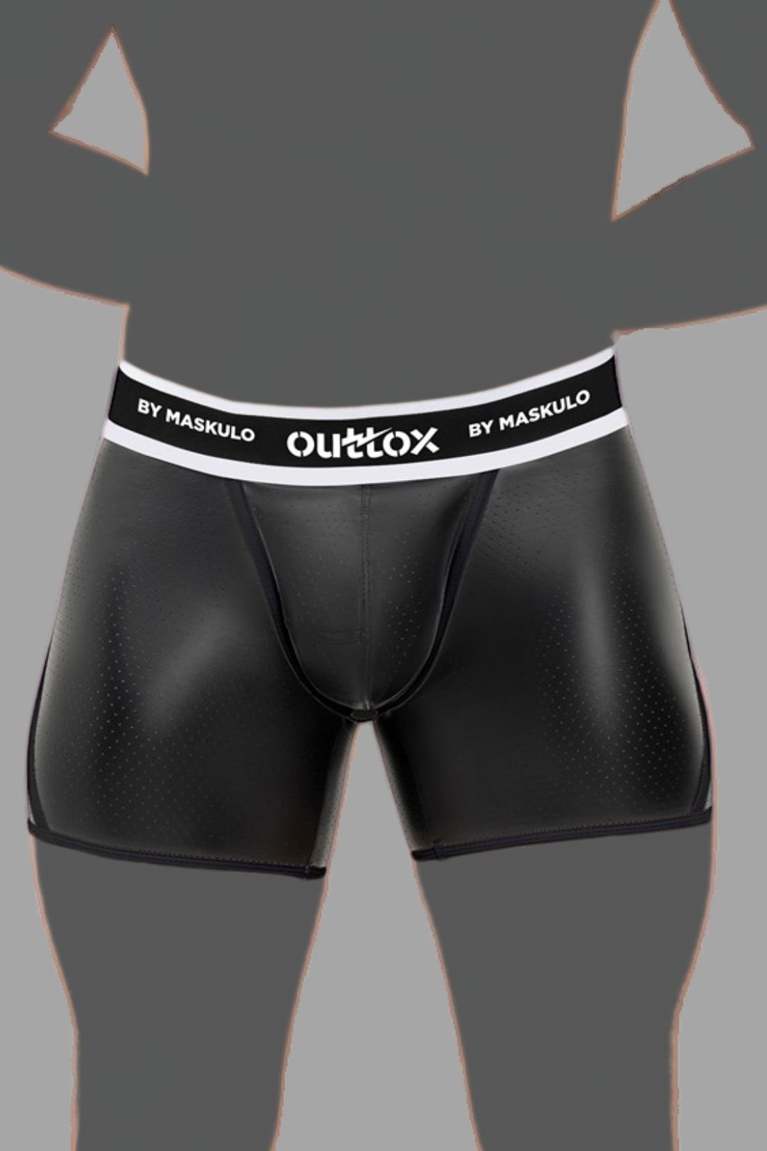Outtox by Maskulo. Open Rear Shorts with Snap Codpiece. Black - XSH120 - Y1 - Maskulo US NY FL