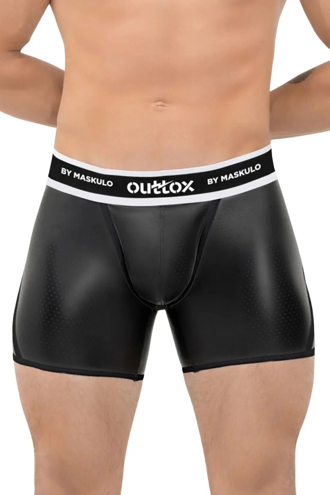 Outtox by Maskulo. Open Rear Shorts with Snap Codpiece. Black - XSH120 - Y1 - Maskulo US NY FL