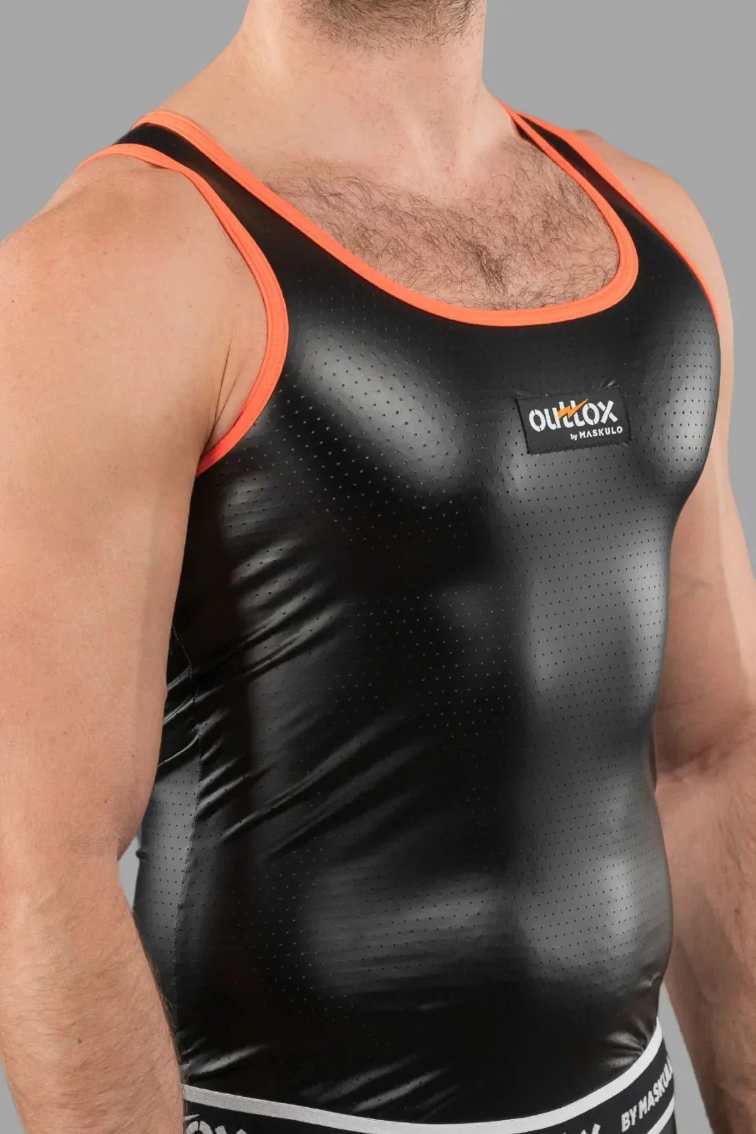 Outtox by Maskulo. Tank top. Black and Orange - XTP103 - Y1 - Maskulo US NY FL