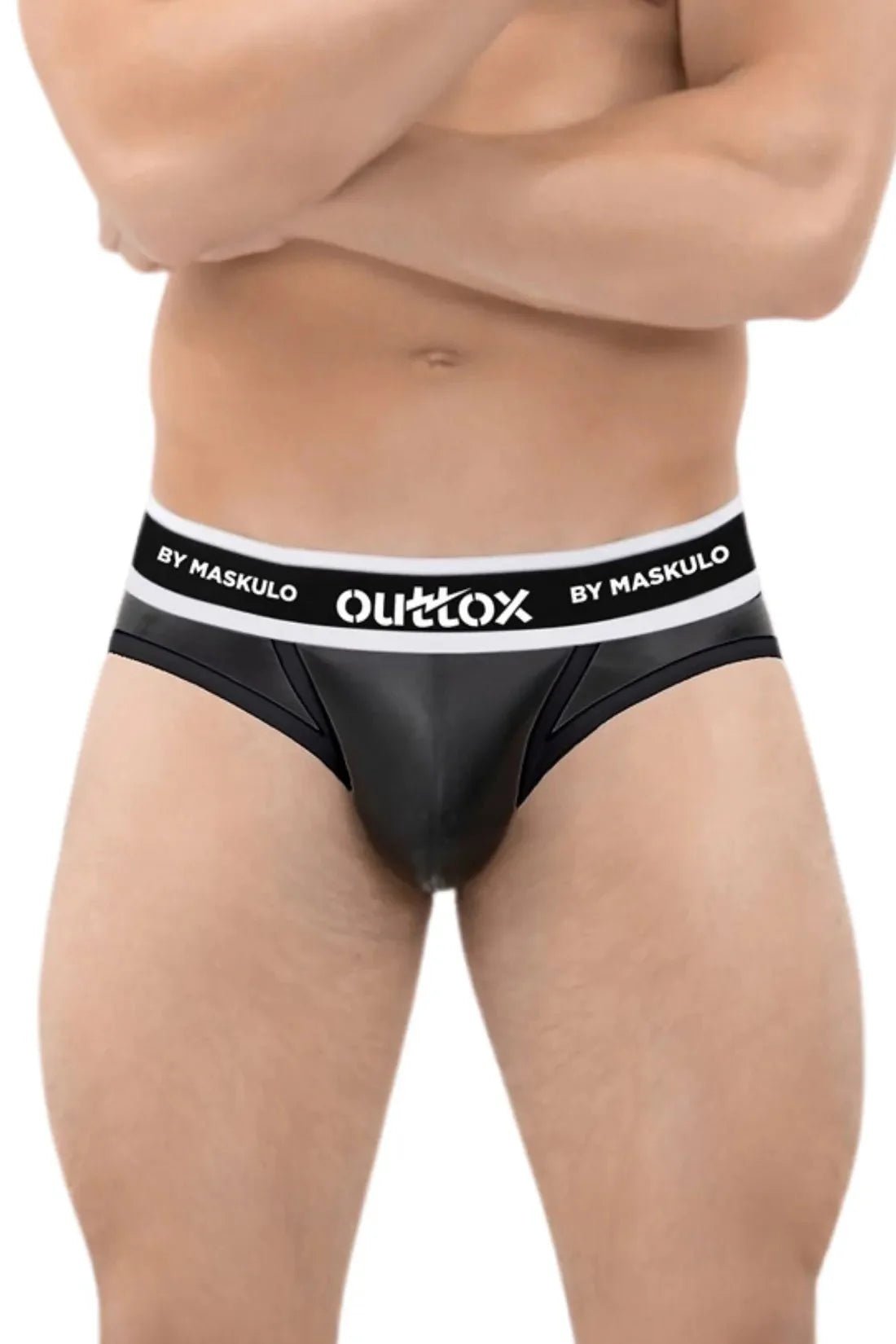 Outtox by Maskulo. Wrapped Rear Briefs with Snap Codpiece. Black - XBR115 - Y1 - Maskulo US NY FL