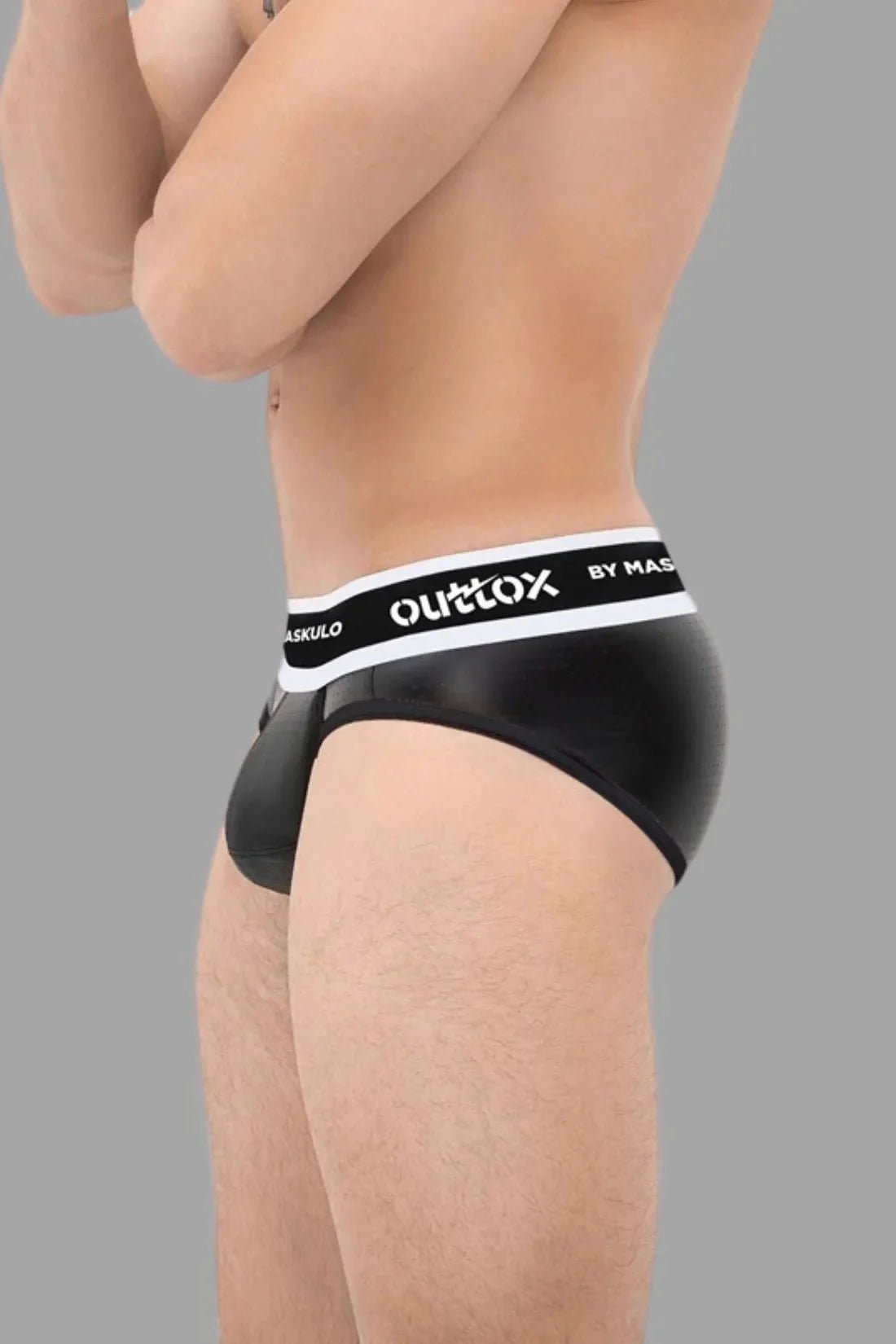 Outtox by Maskulo. Wrapped Rear Briefs with Snap Codpiece. Black - XBR115 - Y1 - Maskulo US NY FL