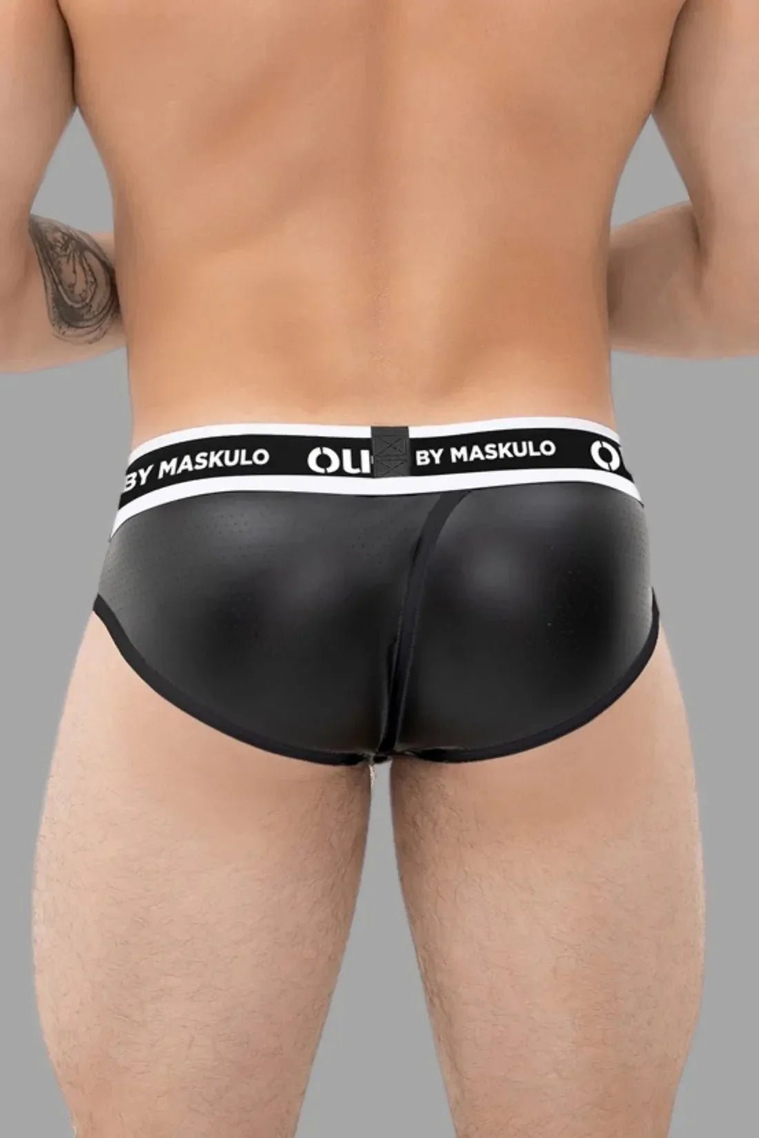 Outtox by Maskulo. Wrapped Rear Briefs with Snap Codpiece. Black - XBR115 - Y1 - Maskulo US NY FL