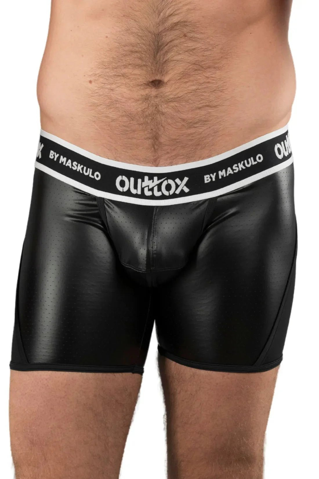 Outtox by Maskulo. Wrapped Rear Shorts with Snap Codpiece. Black - XSH117 - Y1 - Maskulo US NY FL